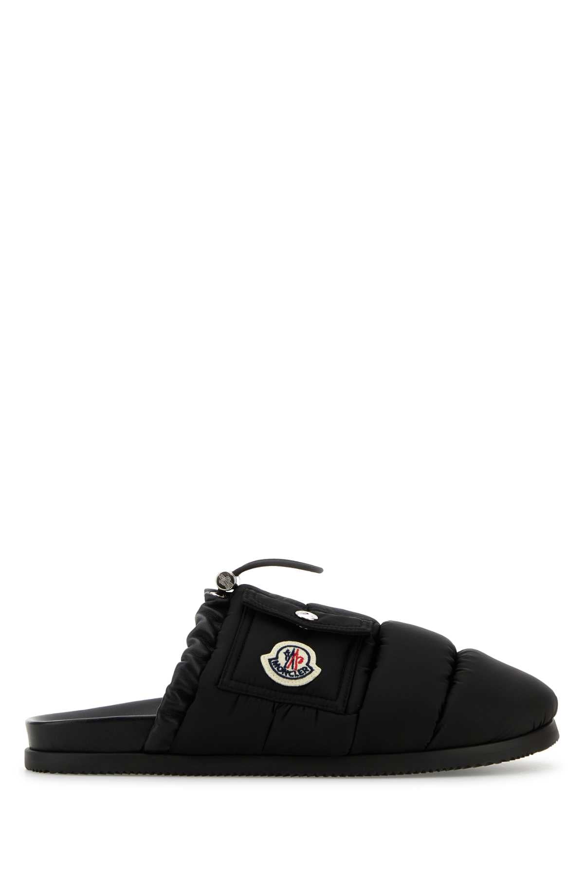 Moncler Women Black Fabric Mon Pocket Slippers