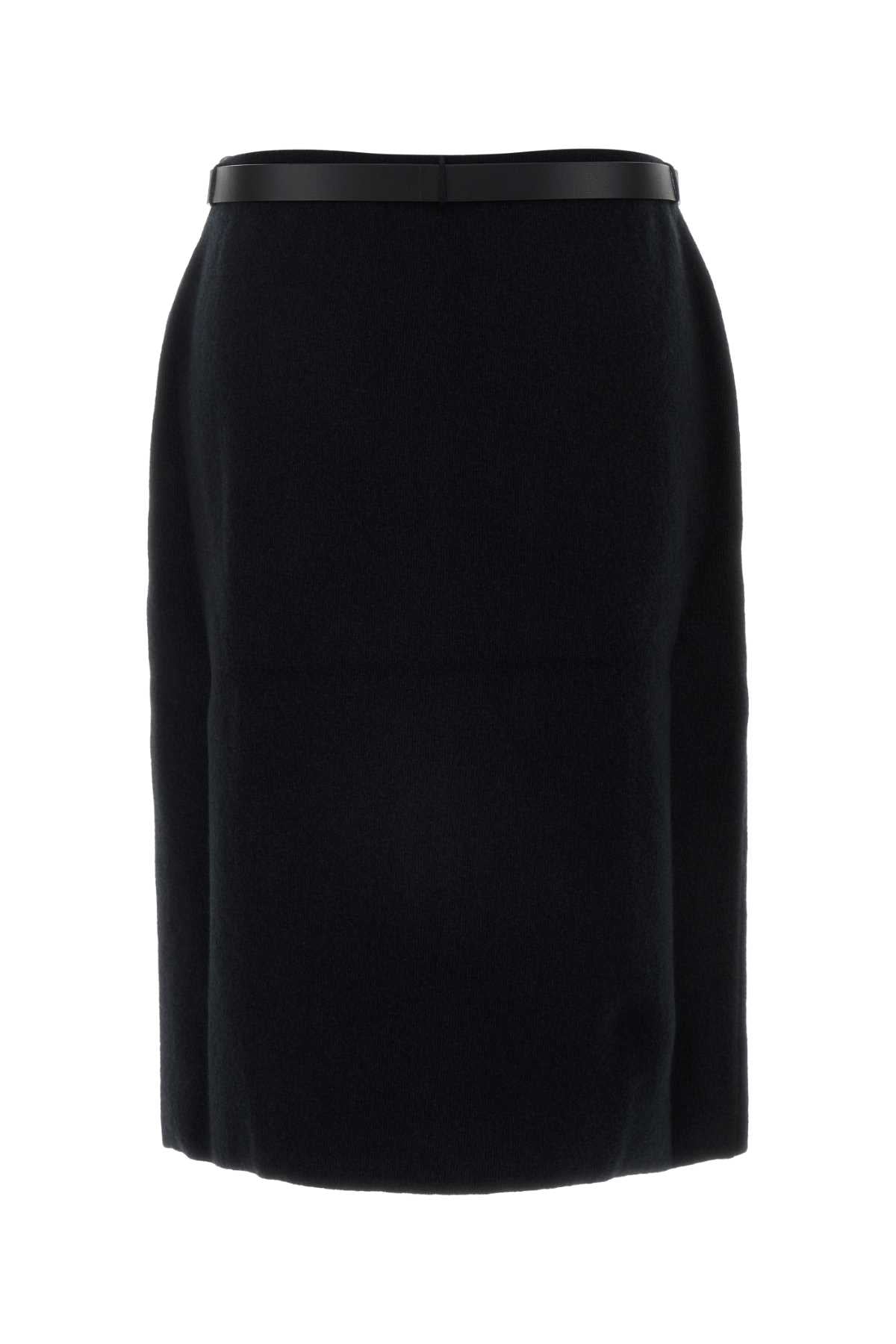 Salvatore Ferragamo Women Black Stretch Wool Blend Skirt