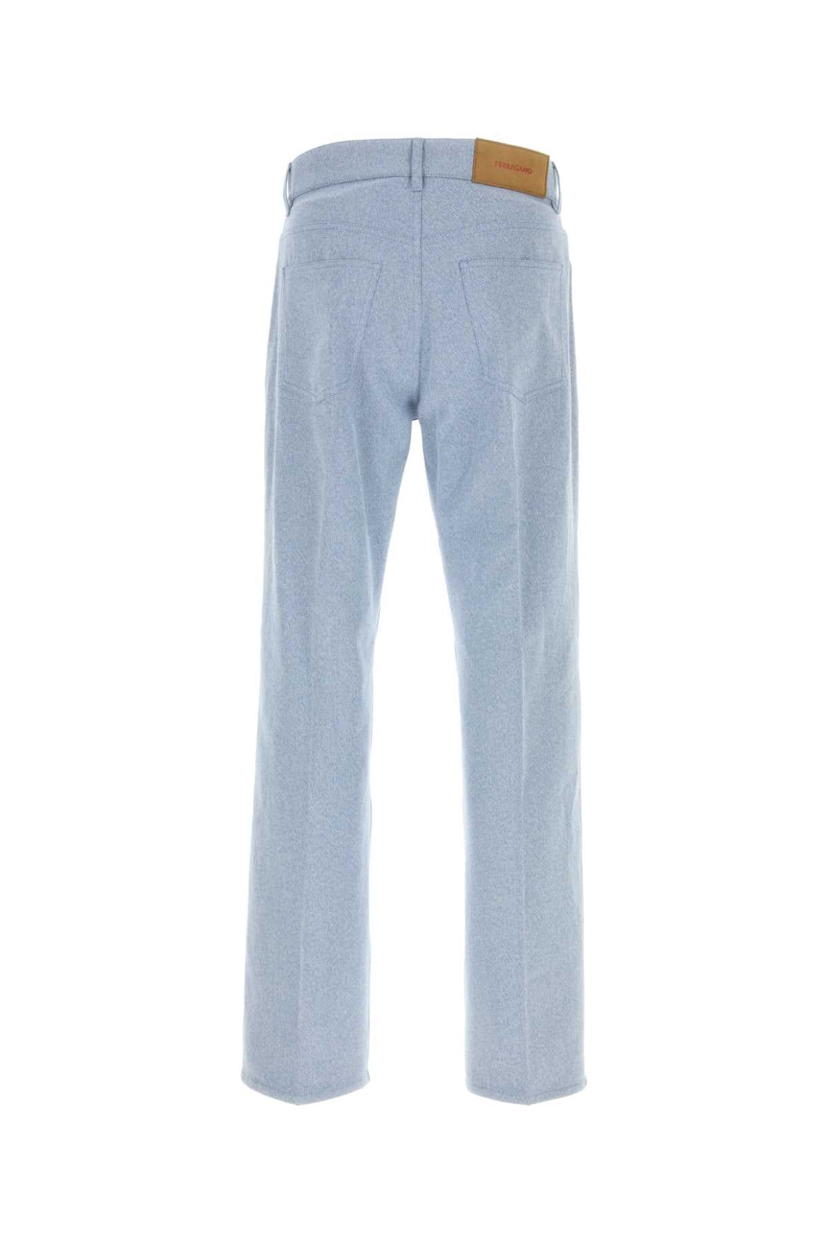 Salvatore Ferragamo Men Light-Blue Oxford Pant
