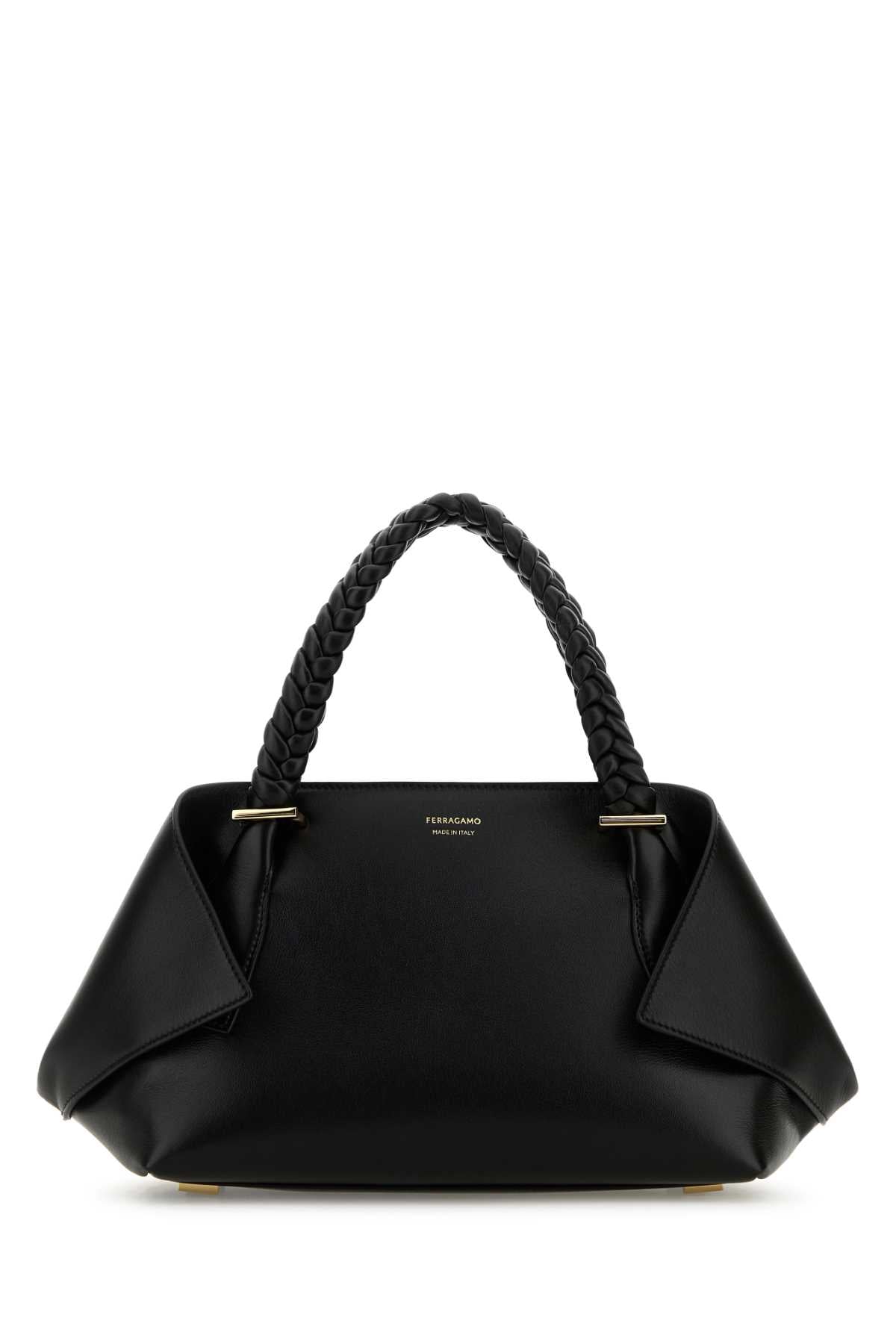 Bolsa Salvatore Ferragamo feminina tamanho médio em couro preto