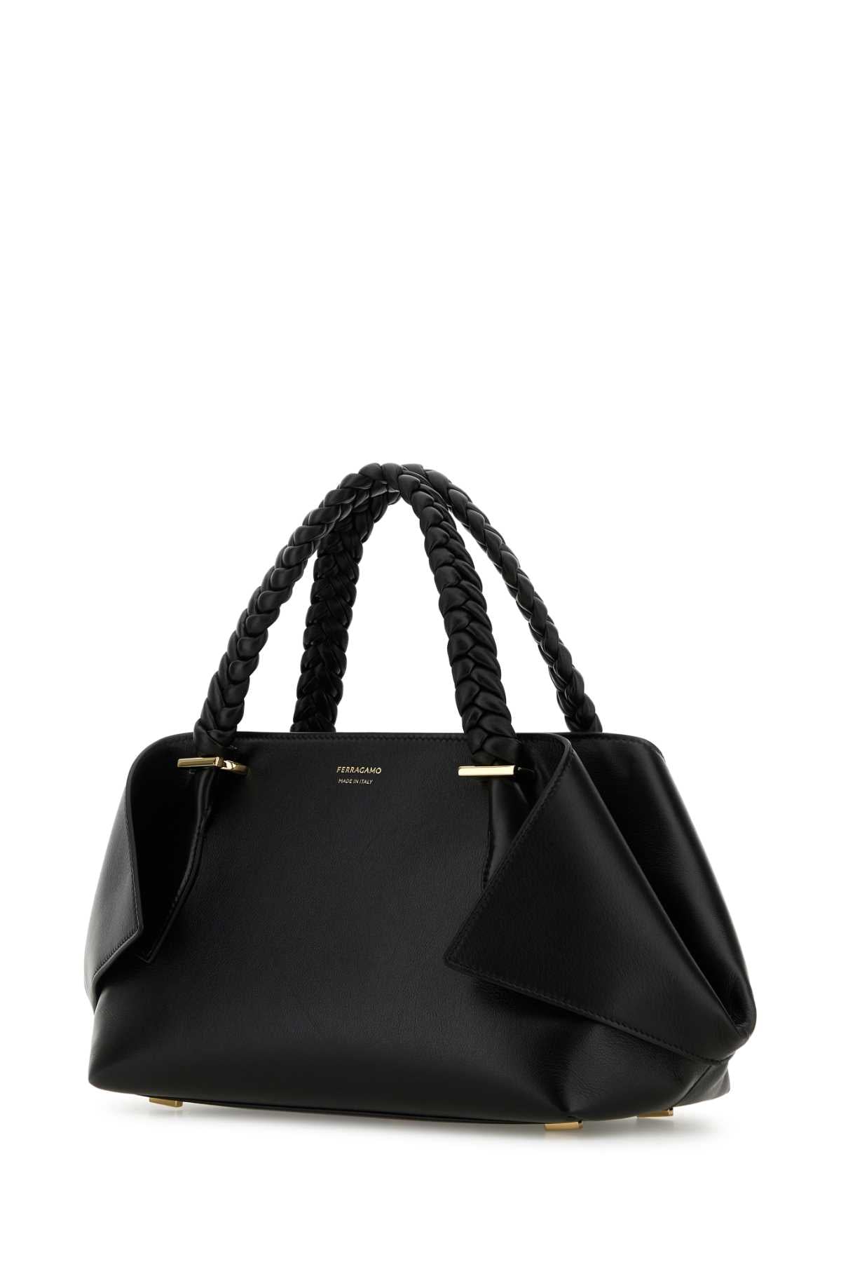 Bolsa Salvatore Ferragamo feminina tamanho médio em couro preto