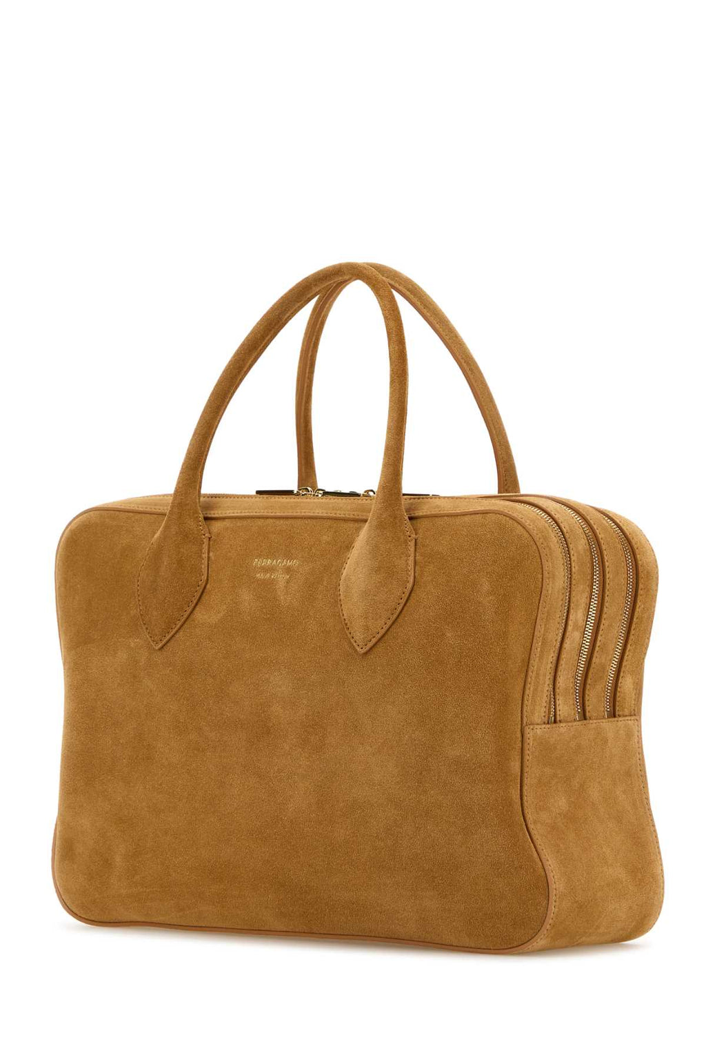 Bolsa média feminina Salvatore Ferragamo em camurça cor camelo