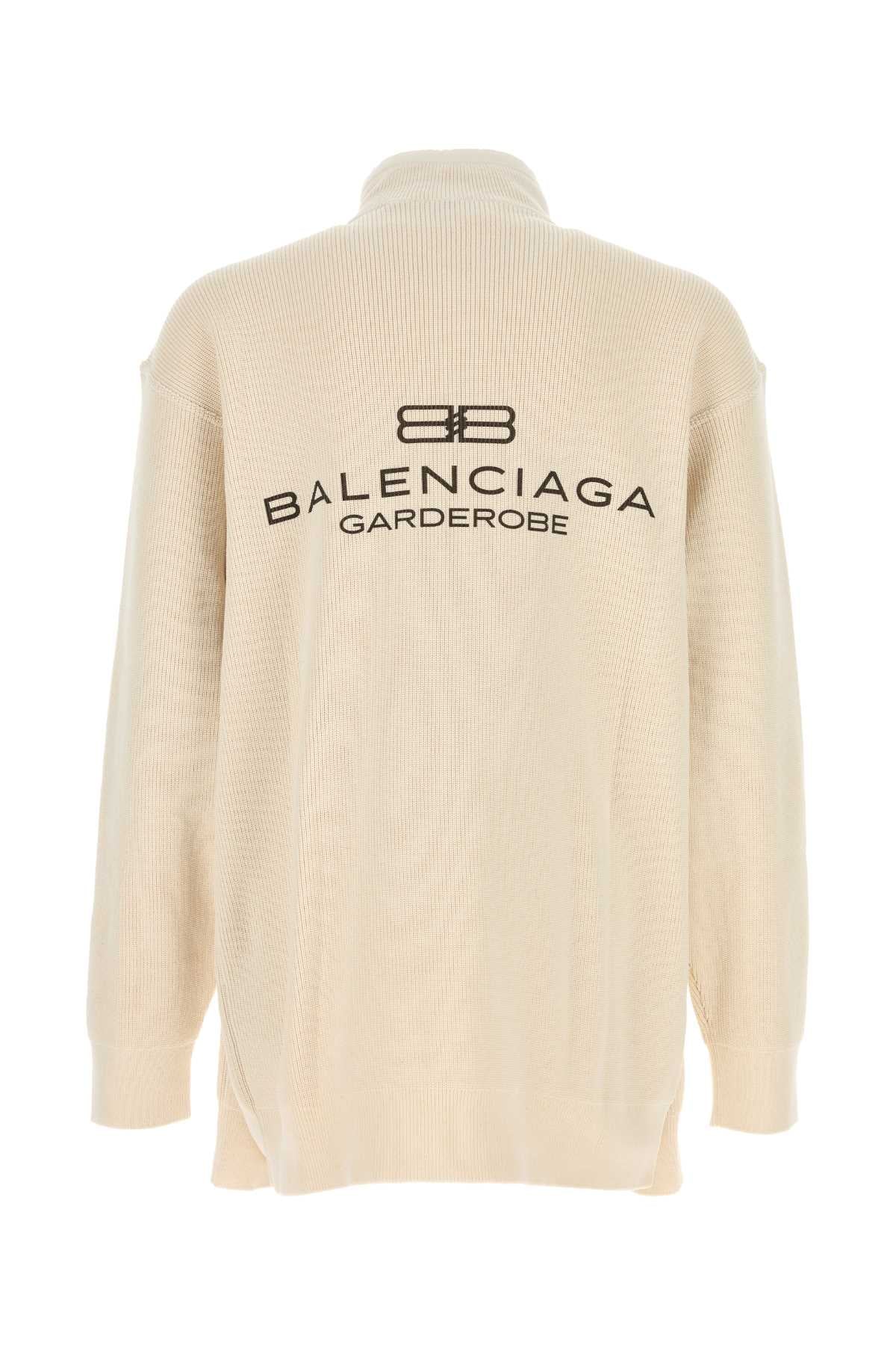 Balenciaga Men Cream Cotton And Polyester Sweater
