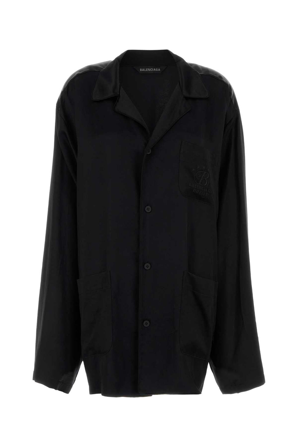 Balenciaga Women Black Satin Oversize Shirt