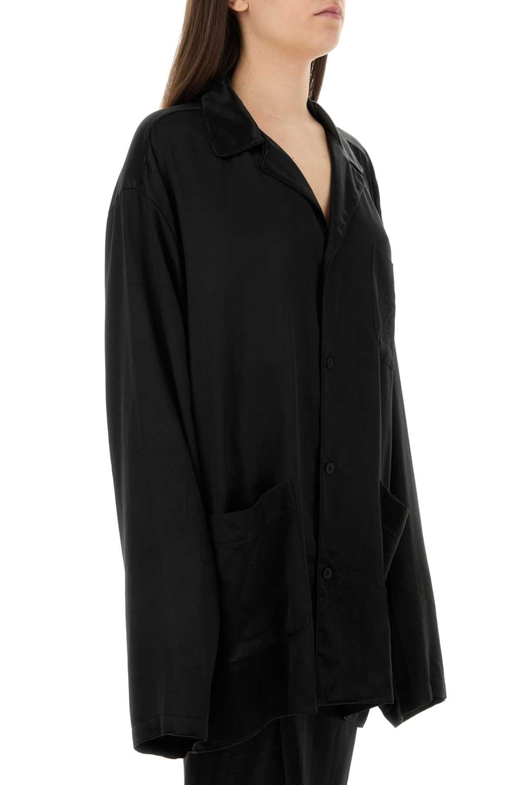 Balenciaga Women Black Satin Oversize Shirt