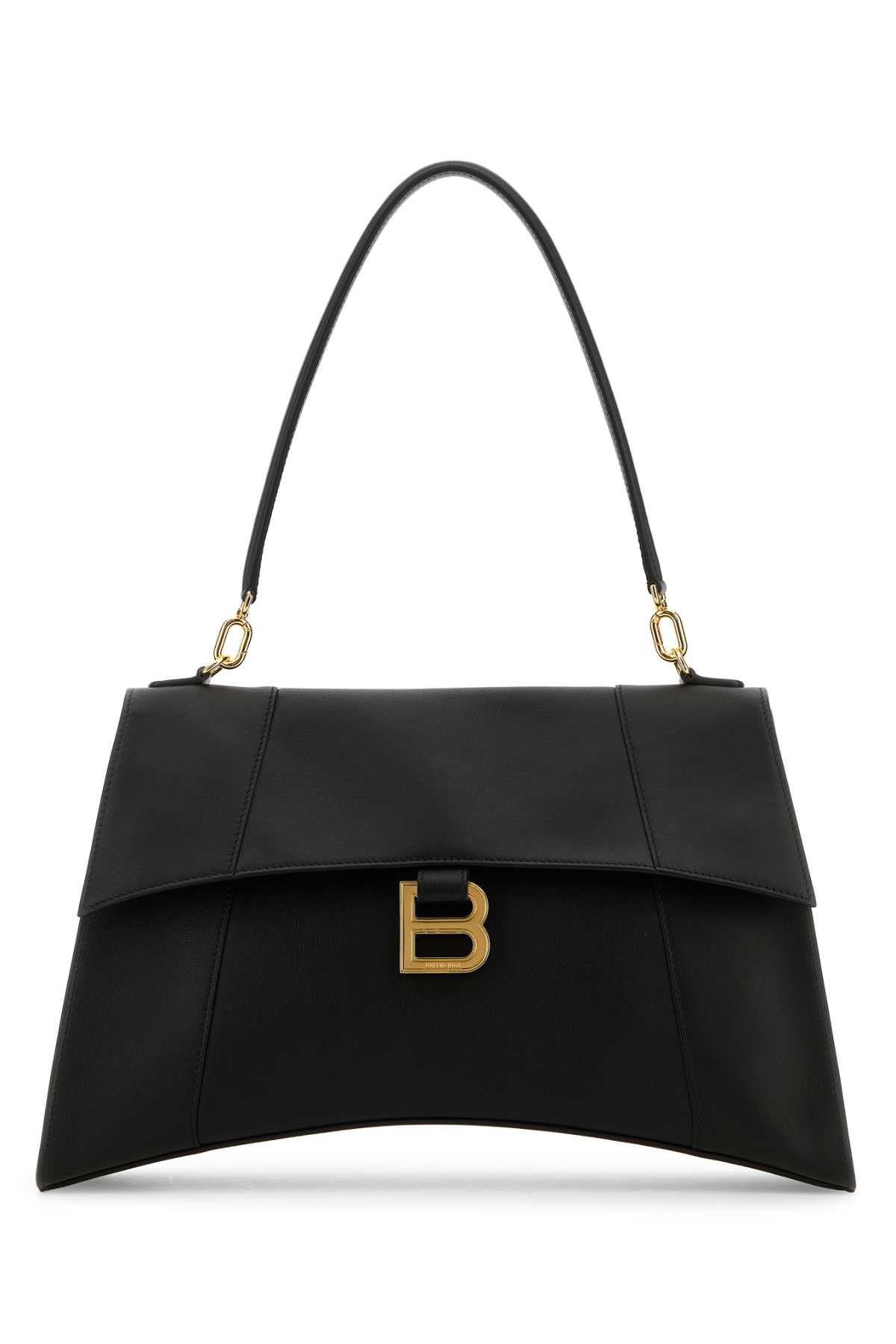 Balenciaga Women Black Leather Hourglass Shoulder Bag