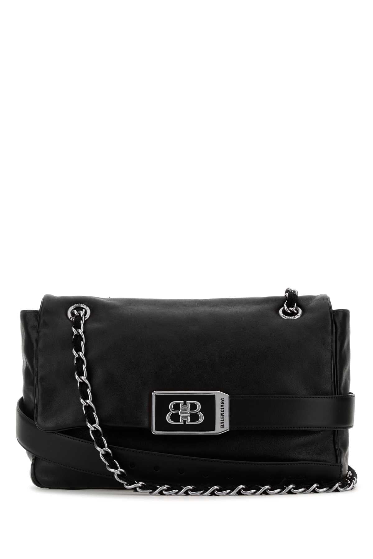Balenciaga Women Black Leather Modu Shoulder Bag