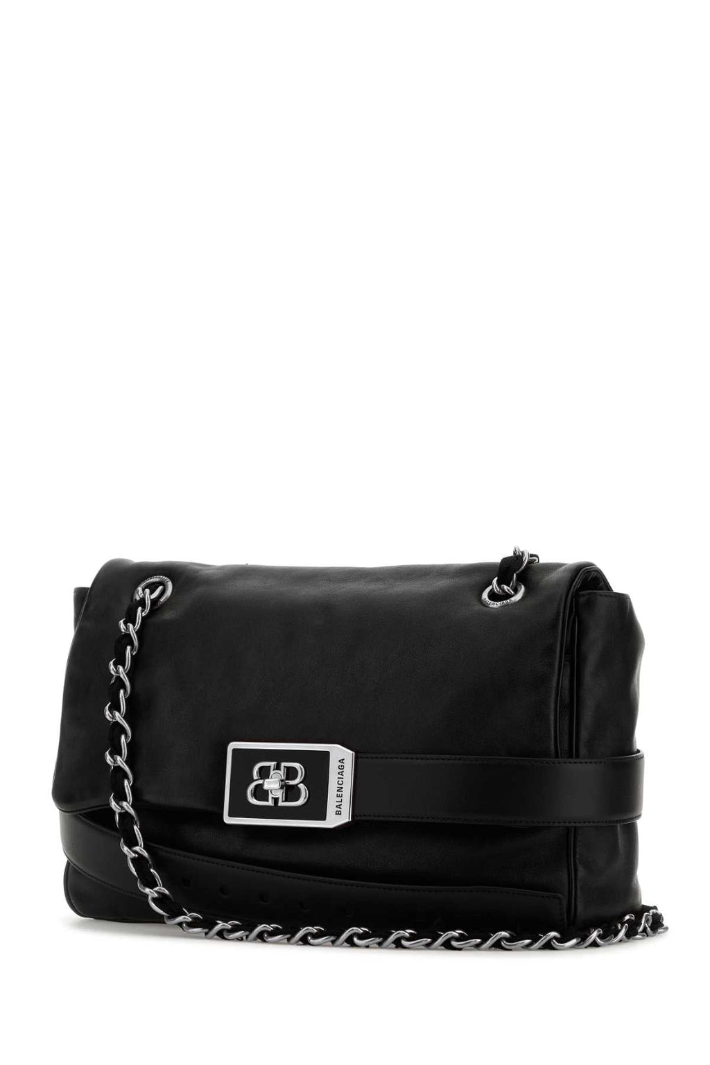 Balenciaga Women Black Leather Modu Shoulder Bag