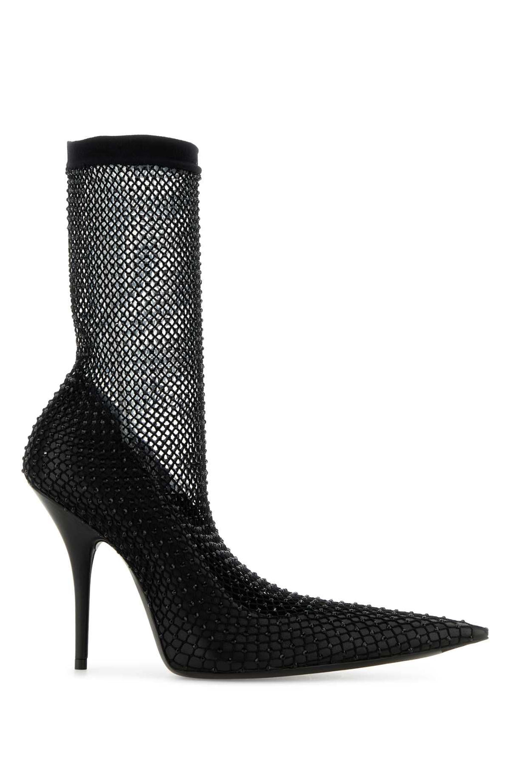 Balenciaga Women Black Nappa Leather And Mesh Avenue Ankle Boots