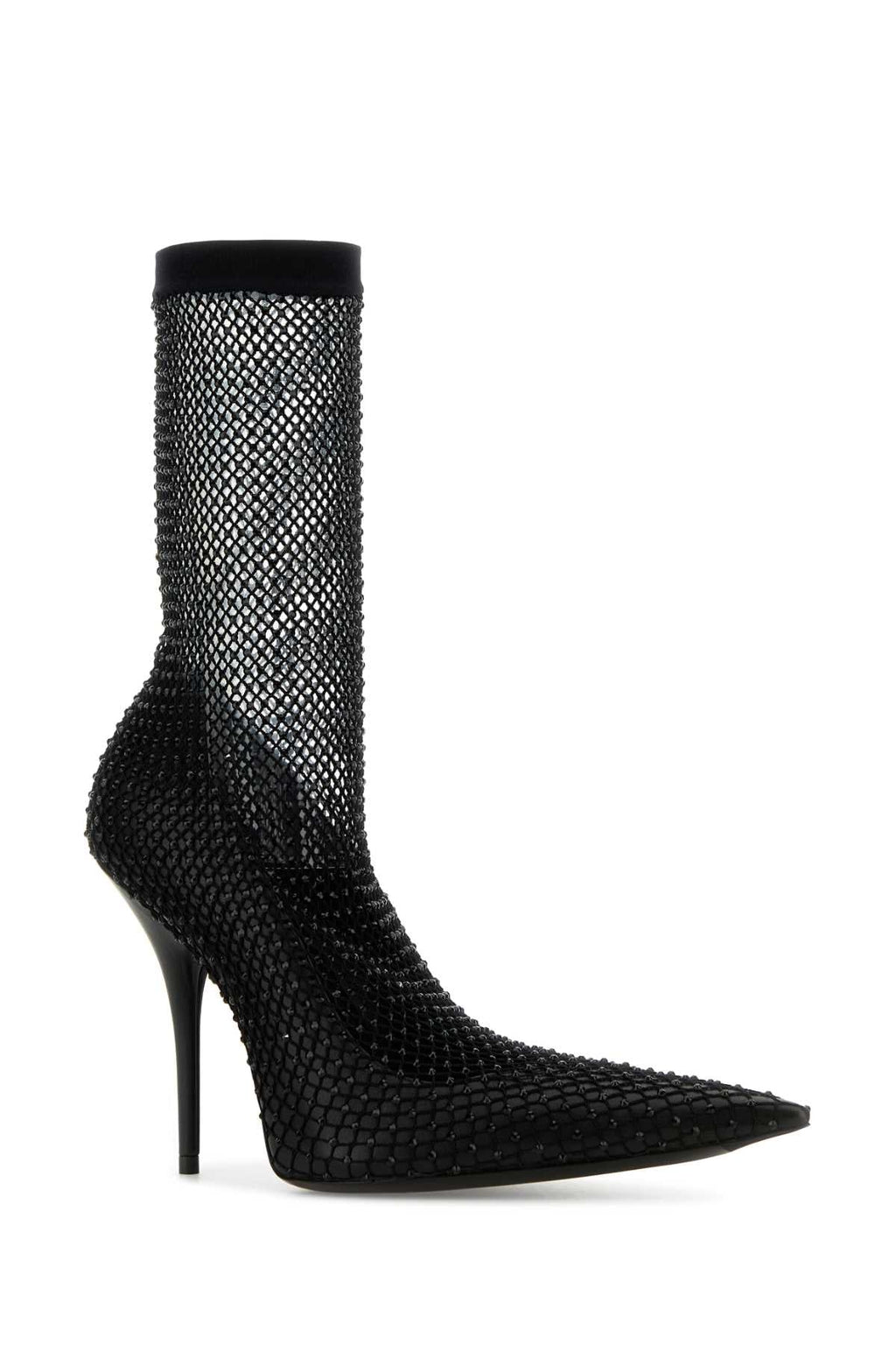 Balenciaga Women Black Nappa Leather And Mesh Avenue Ankle Boots