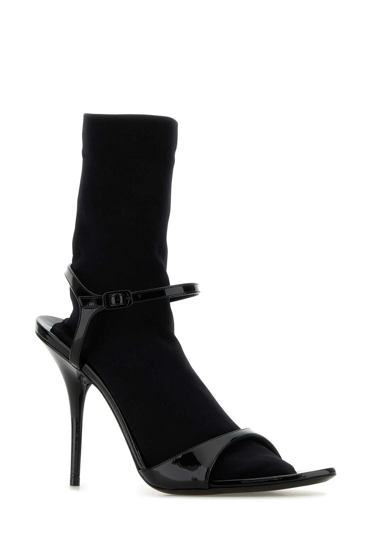 Balenciaga Women Black Leather Avenue Sock Sandals