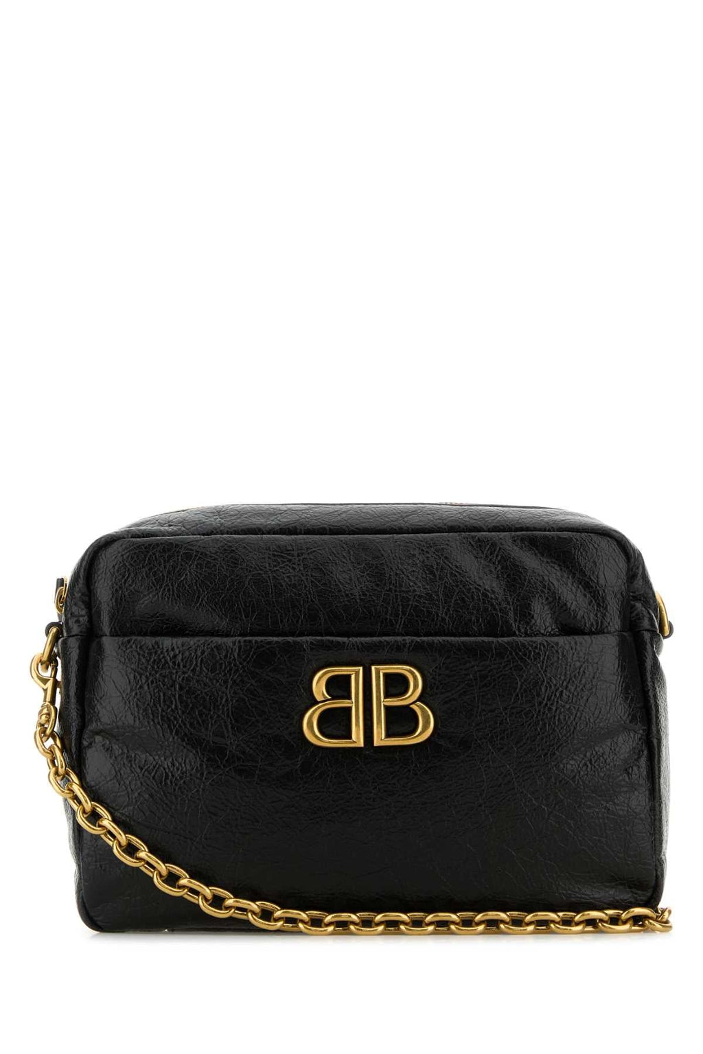 Balenciaga Women Black Leather Small Monaco Crossbody Bag