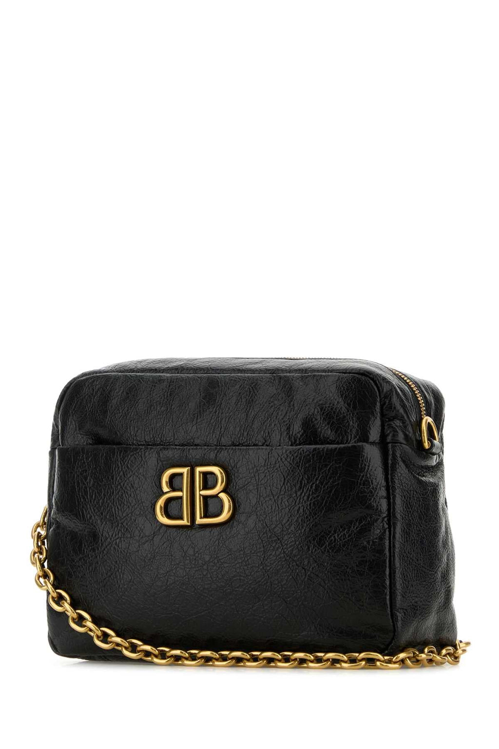 Balenciaga Women Black Leather Small Monaco Crossbody Bag