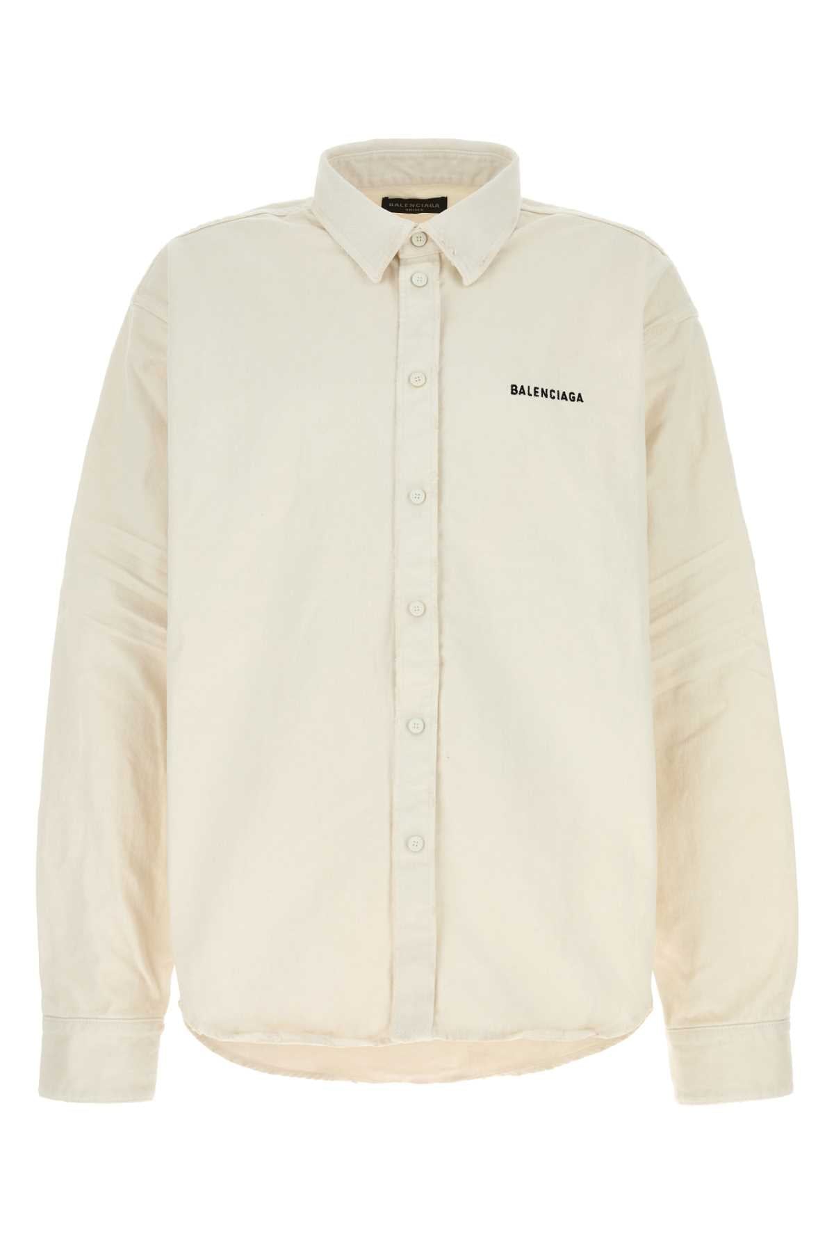 Balenciaga Unisex Ivory Denim Oversize Shirt
