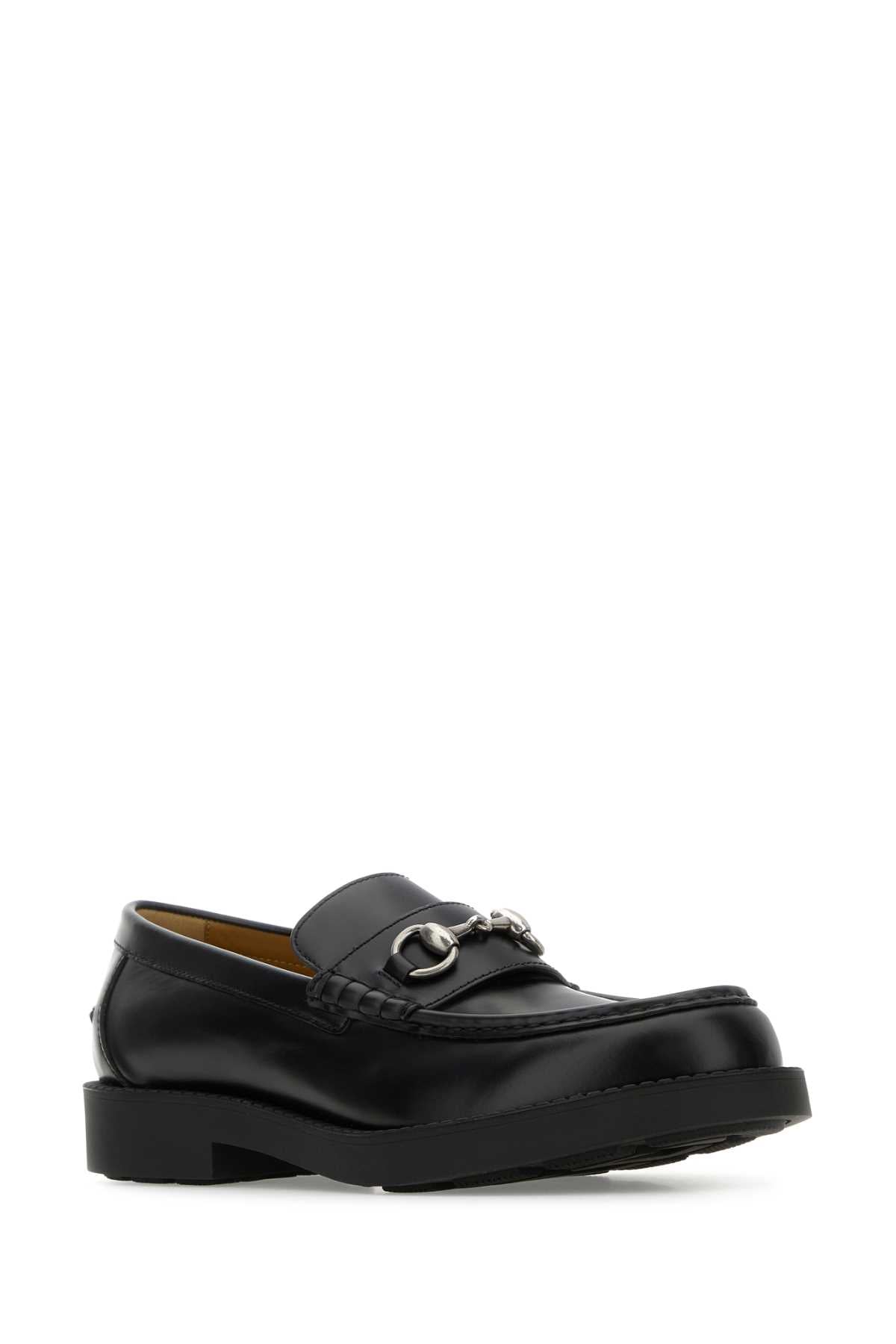 Gucci Men Black Leather Loafers