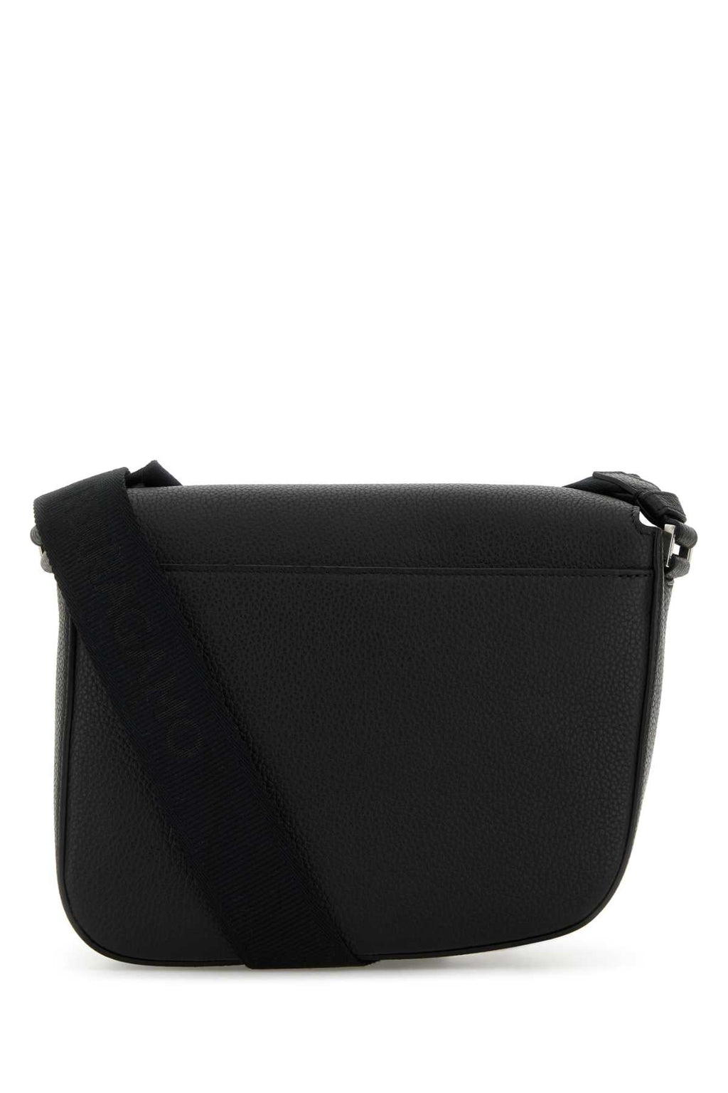 Salvatore Ferragamo Bolsa masculina de couro preto Fiamma Crossbody