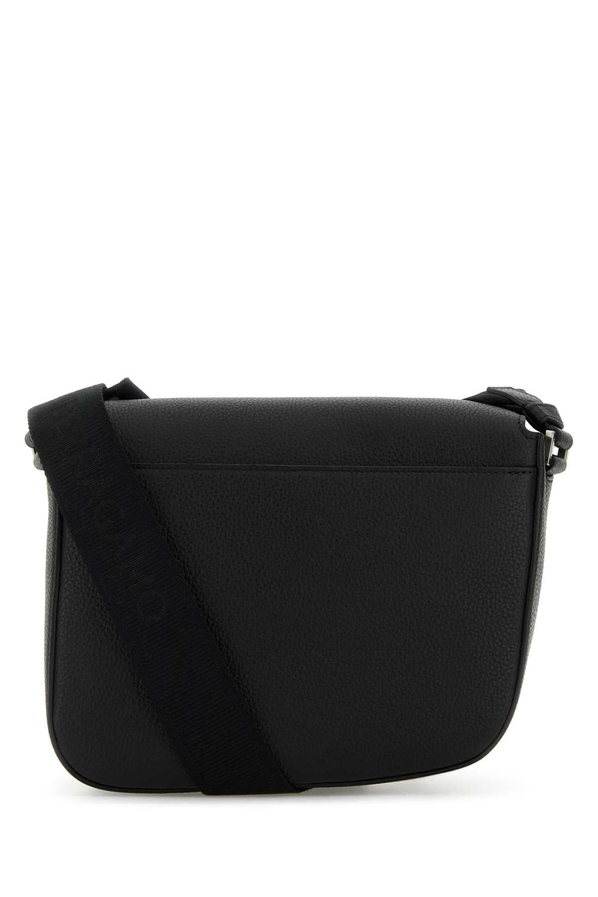 Salvatore Ferragamo Bolsa masculina de couro preto Fiamma Crossbody