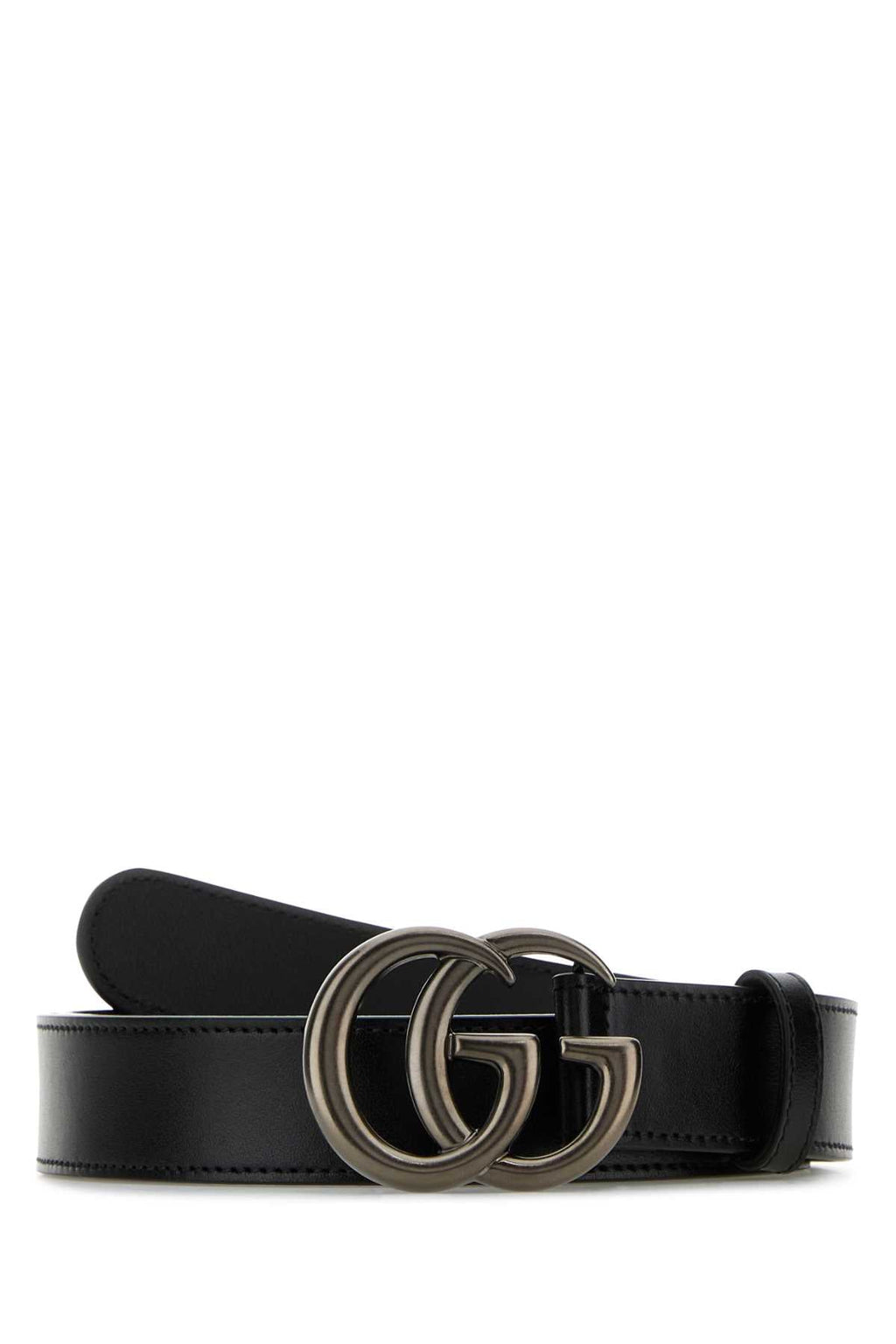Gucci Men Black Leather Gg Marmont Belt