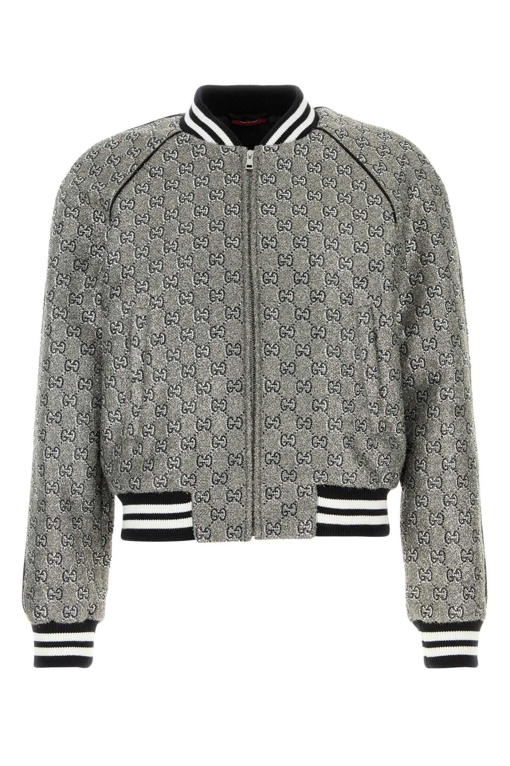 Gucci Men Embellished Tweed Bomber Jacket