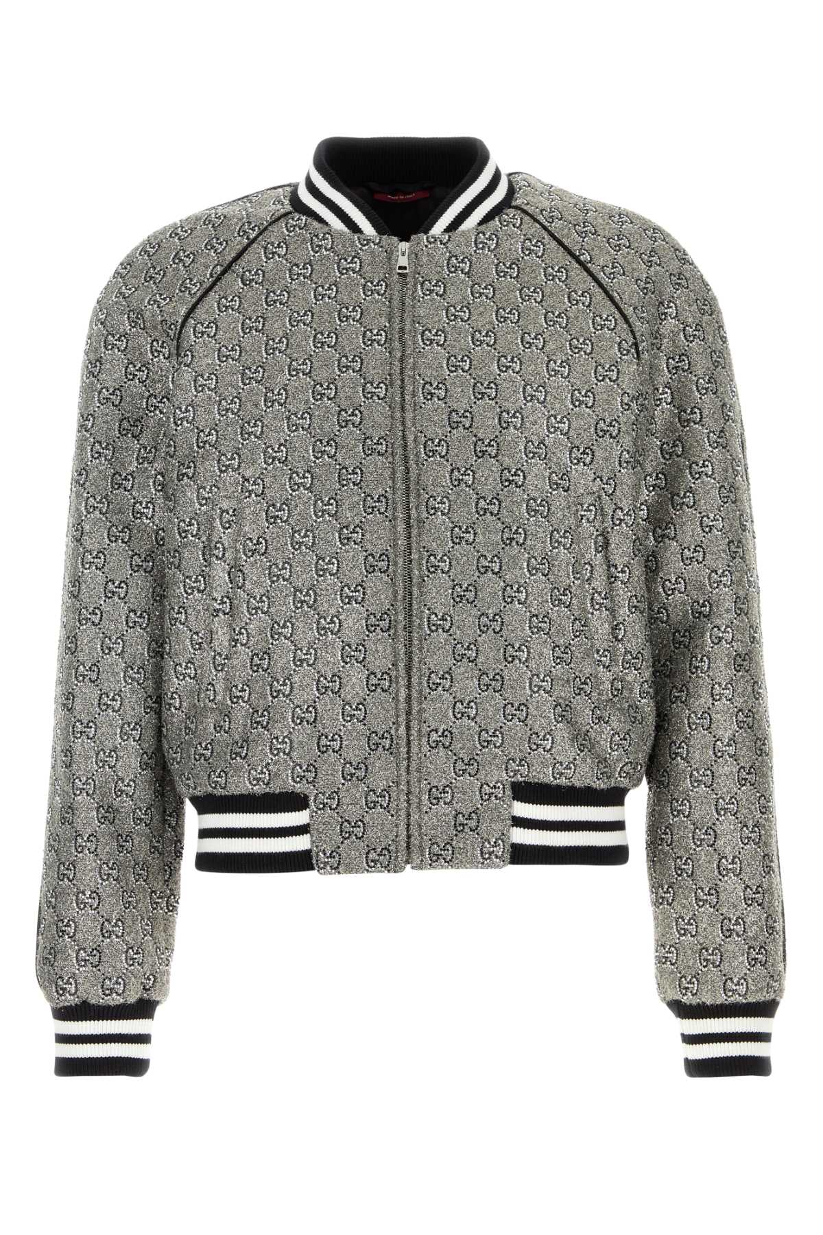 Gucci Men Embellished Tweed Bomber Jacket