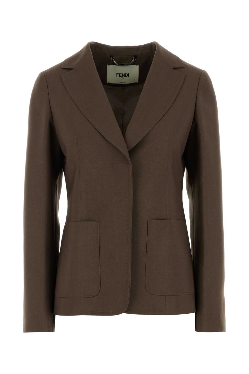 Fendi Women Mud Wool Blend Blazer