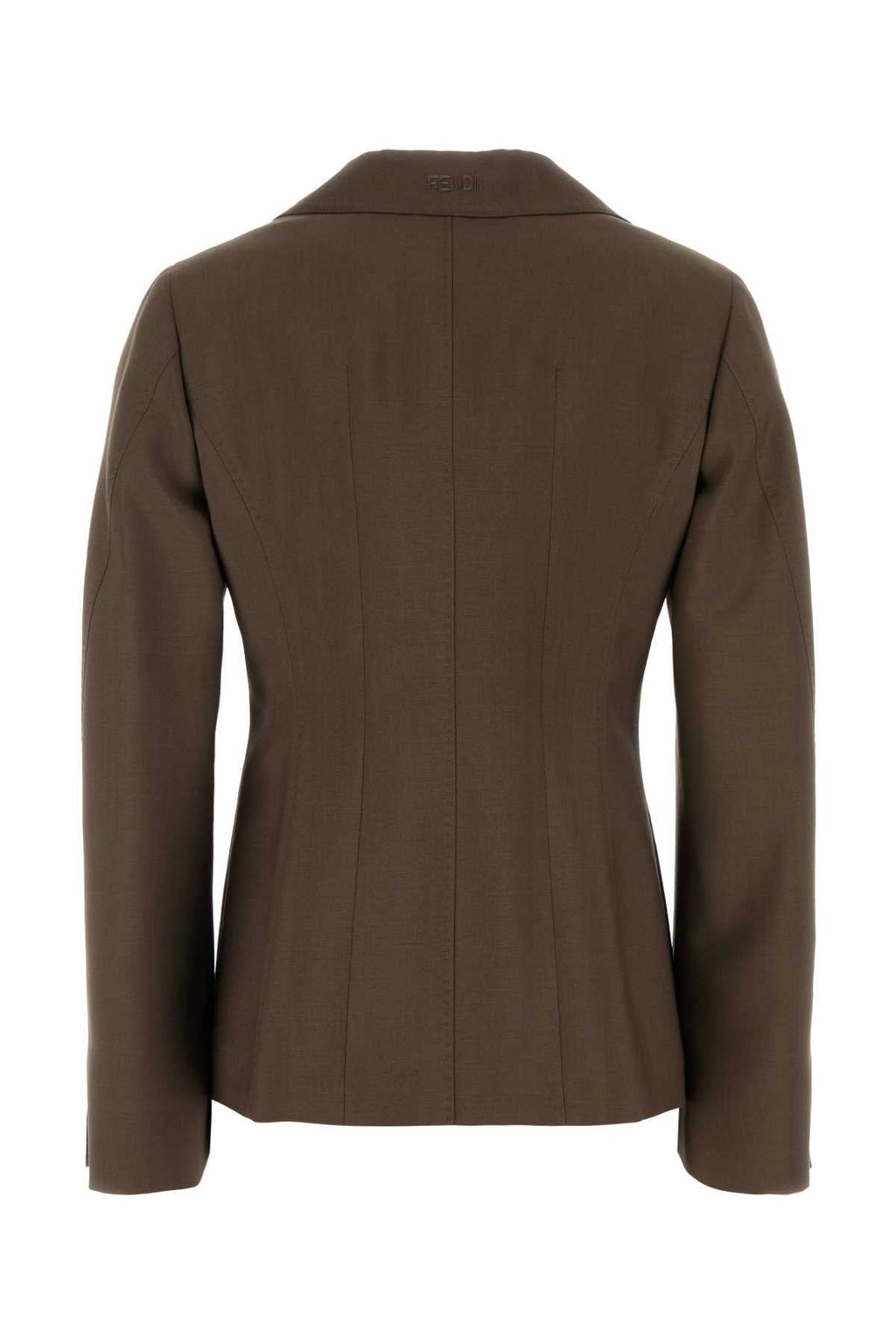 Fendi Women Mud Wool Blend Blazer