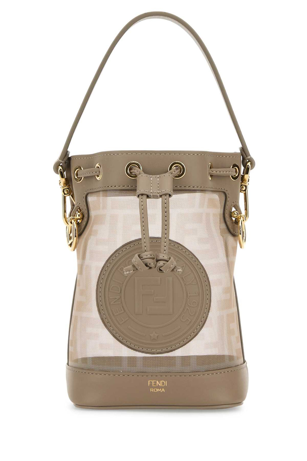 Fendi Women Dove Grey Mesh Mini Mon Tresor Bucket Bag