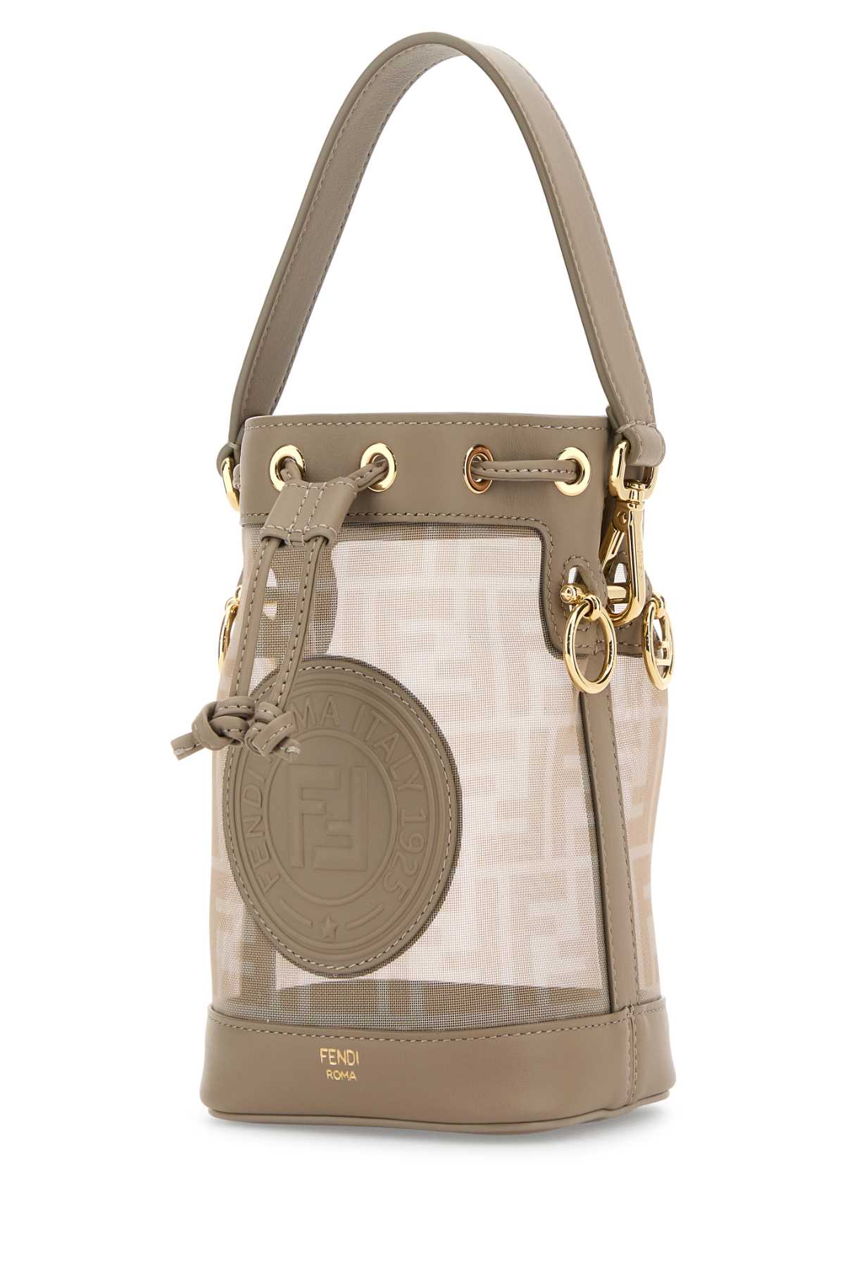 Fendi Women Dove Grey Mesh Mini Mon Tresor Bucket Bag