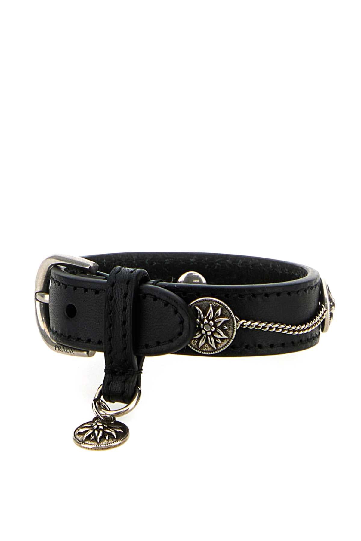 Prada Women Black Leather Bracelet