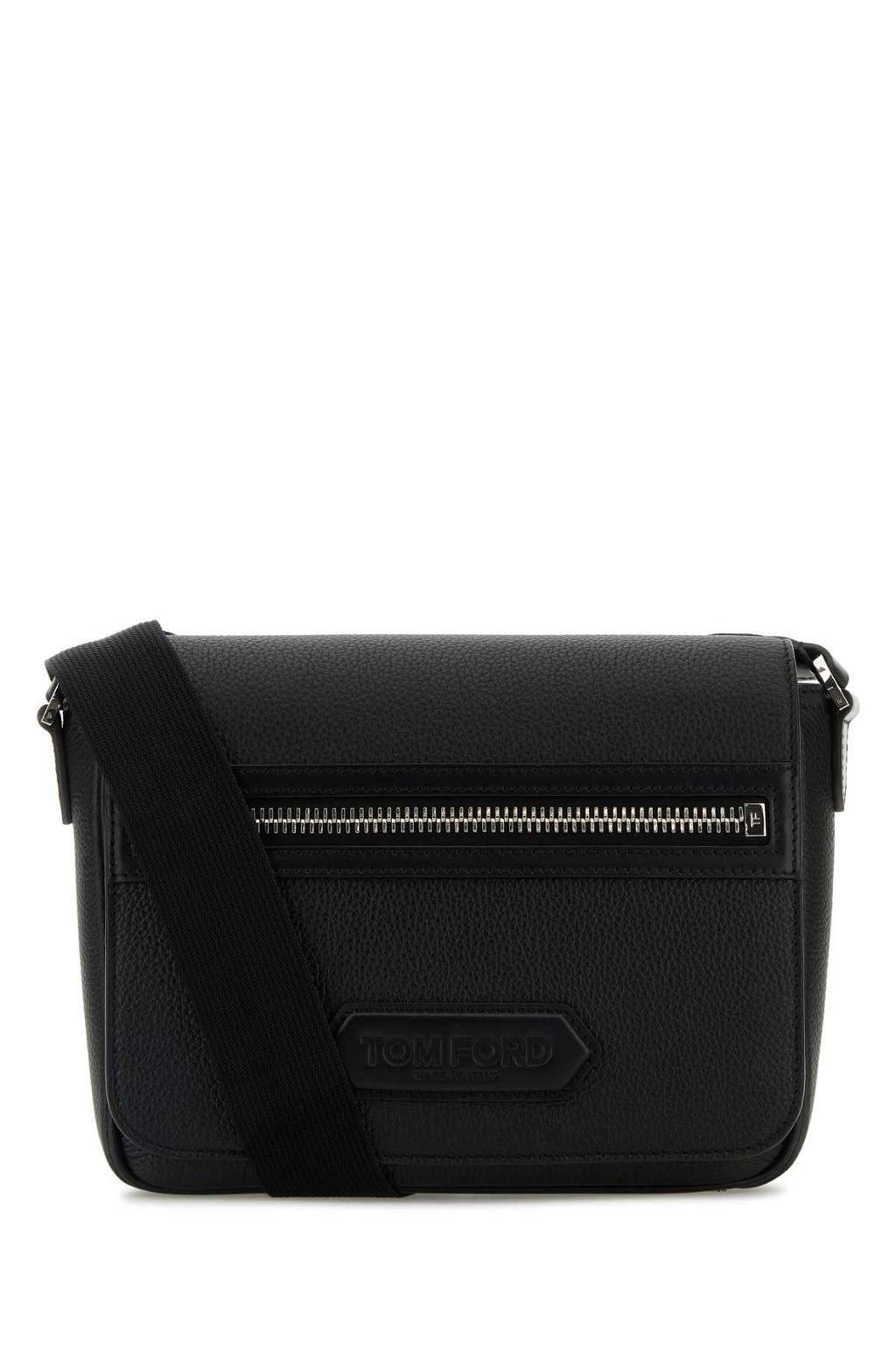 Tom Ford Men Black Leather Small Traveller Crossbody Bag