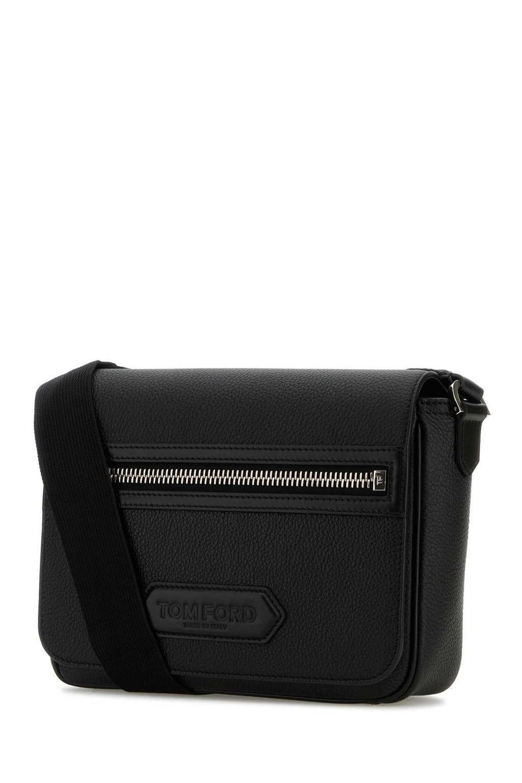 Tom Ford Men Black Leather Small Traveller Crossbody Bag