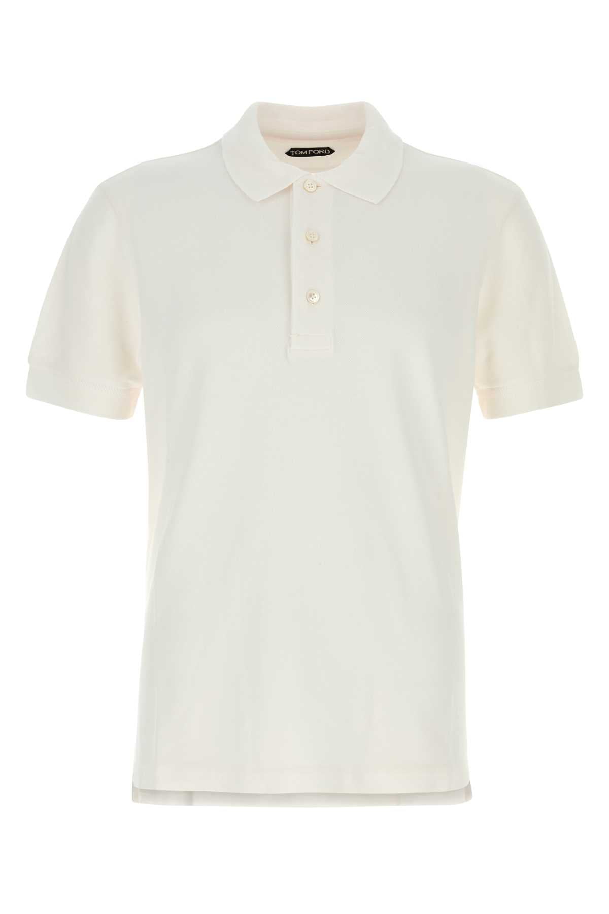 Tom Ford Men White Piquet Polo Shirt