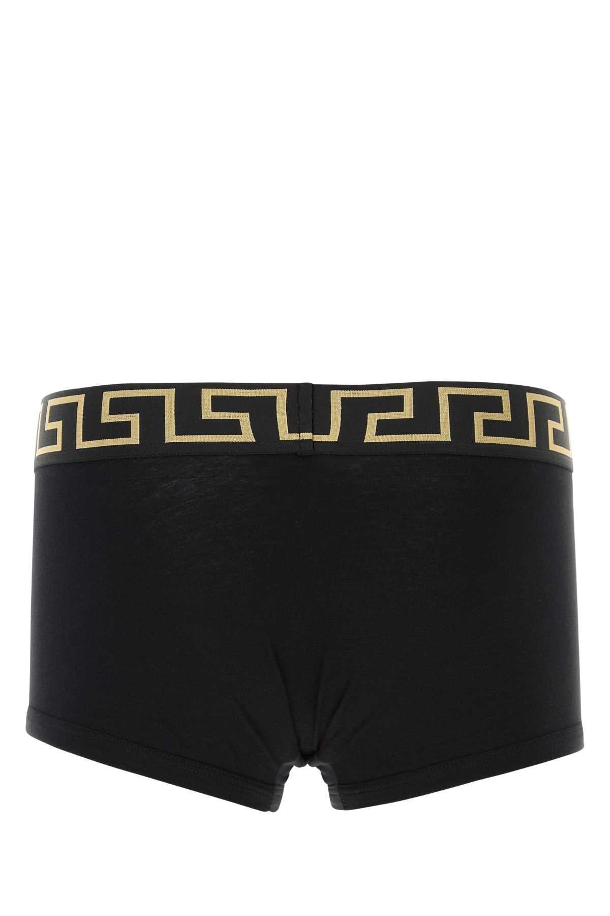 Versace Men Black Stretch Cotton Boxer Set