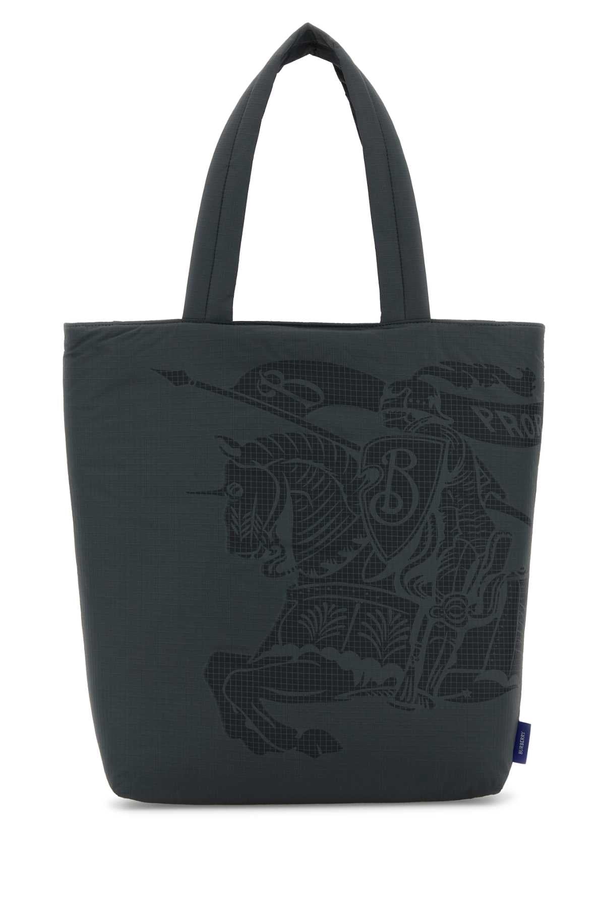 Burberry Men Charcoal Fabric Shopping Bag