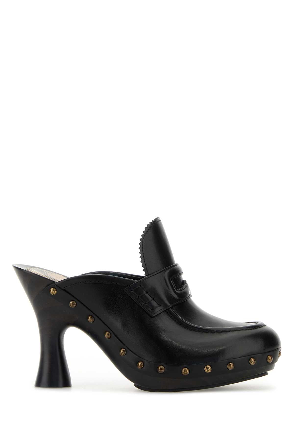 Burberry Women Black Leather Mules