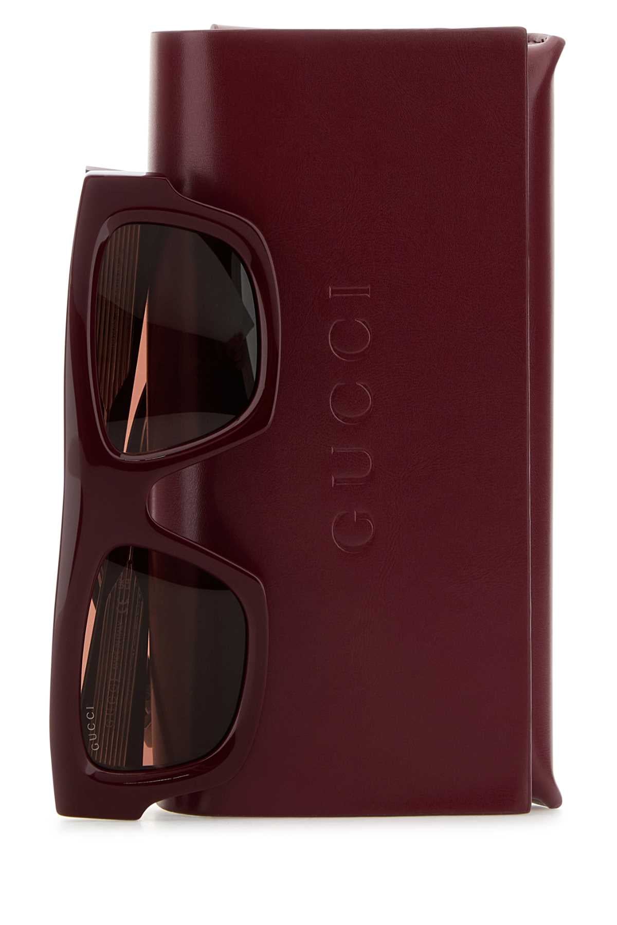 Gucci Men Burgundy Acetate Sunglasses