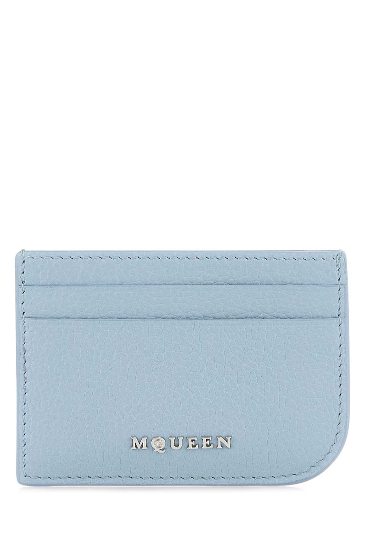 Alexander Mcqueen Men Light Blue Leather Card Holder
