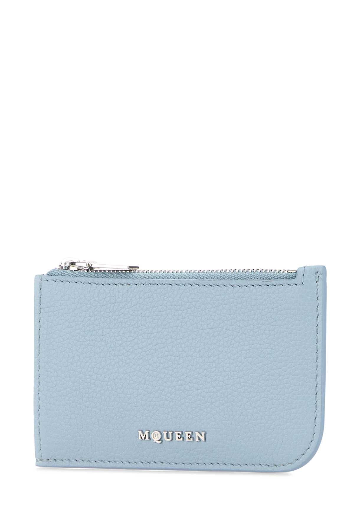Alexander Mcqueen Men Light Blue Leather Card Holder