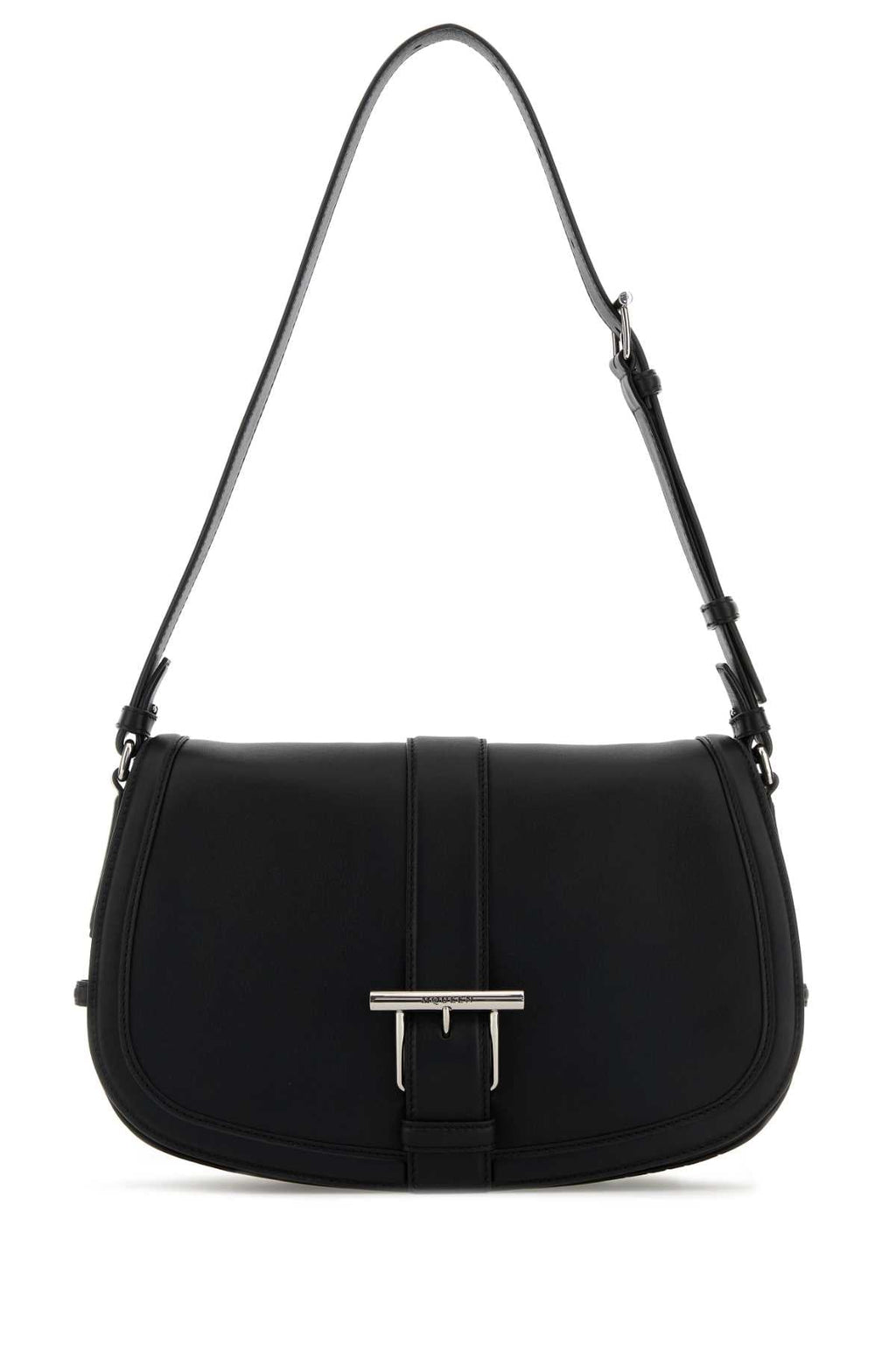 Alexander Mcqueen Women Black Leather Large Satchel Crossbody Bag