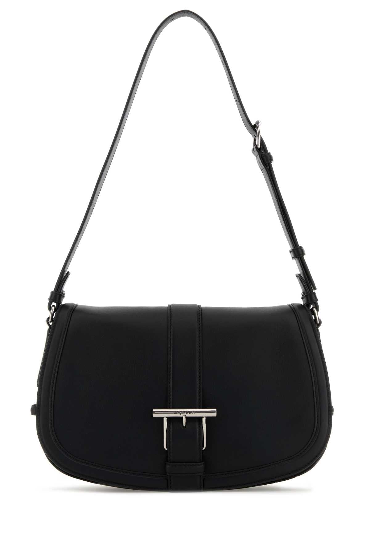 Alexander Mcqueen Women Black Leather Large Satchel Crossbody Bag