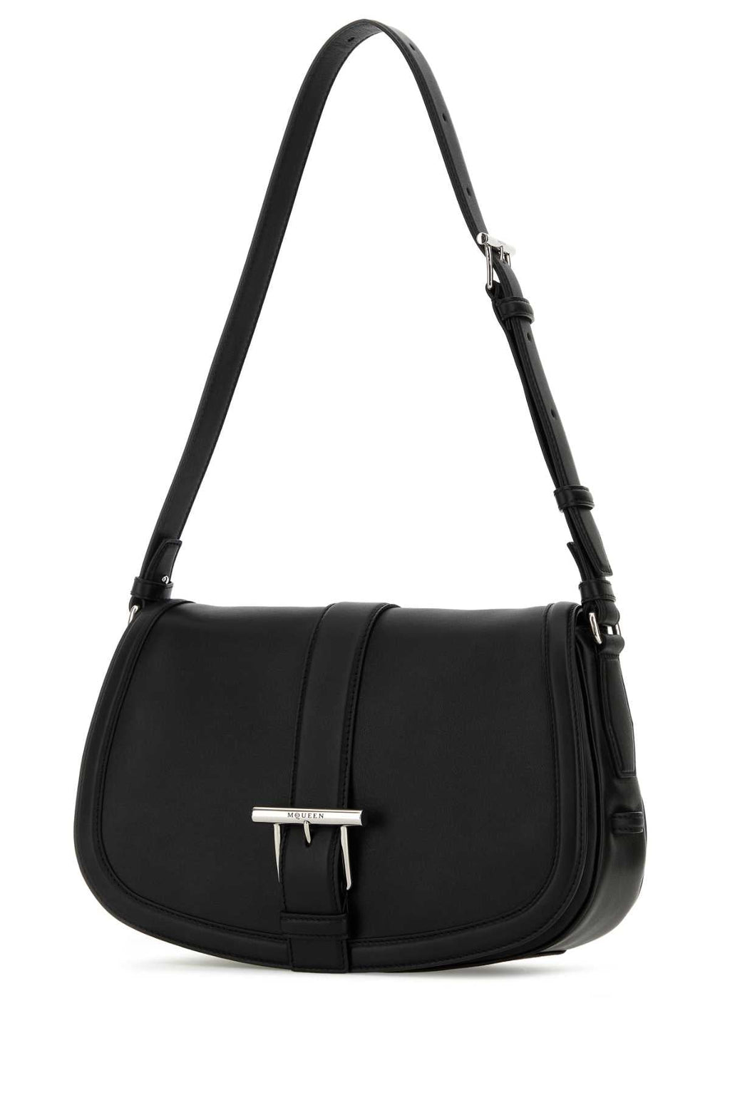Alexander Mcqueen Women Black Leather Large Satchel Crossbody Bag