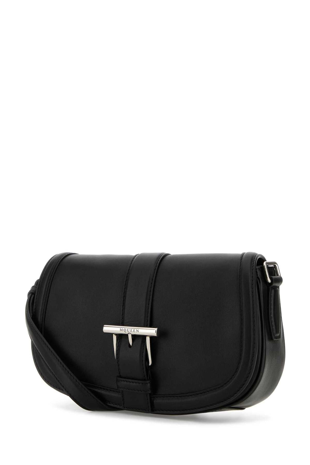 Alexander Mcqueen Women Black Leather Satchel Crossbody Bag