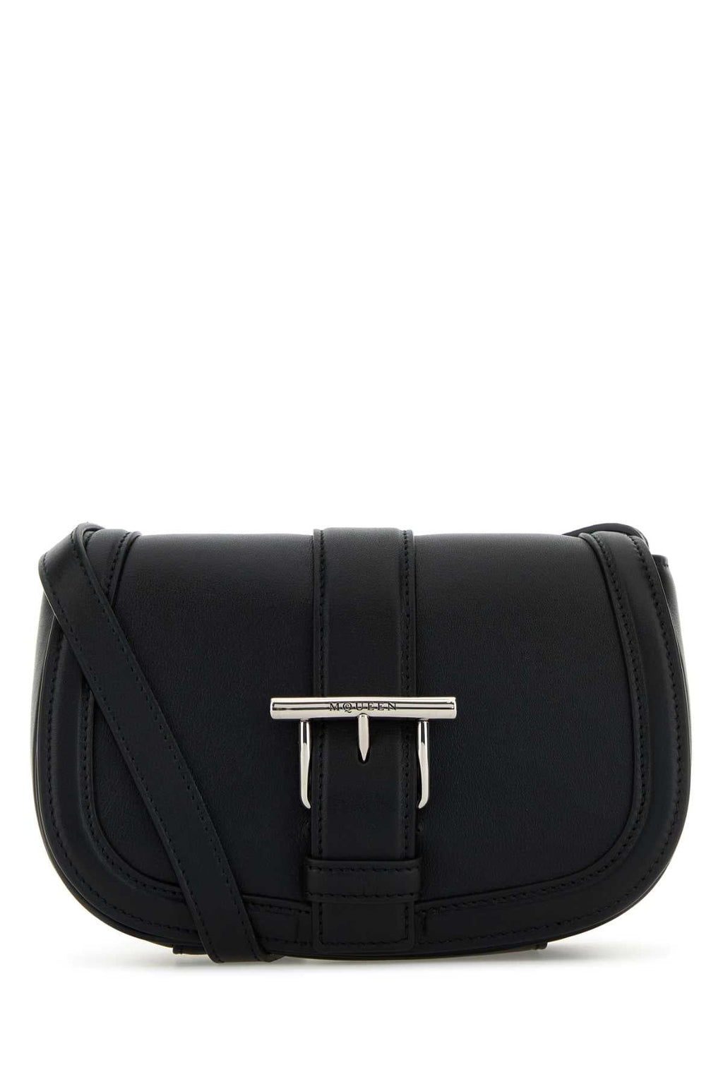 Alexander Mcqueen Women Black Leather Mini Satchel Crossbody Bag