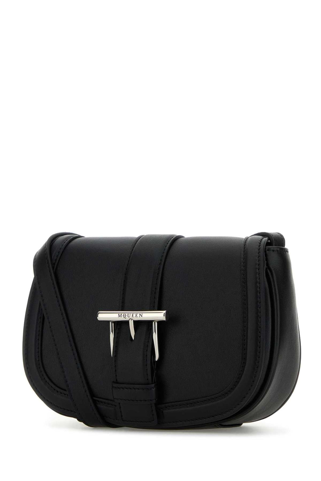 Alexander Mcqueen Women Black Leather Mini Satchel Crossbody Bag