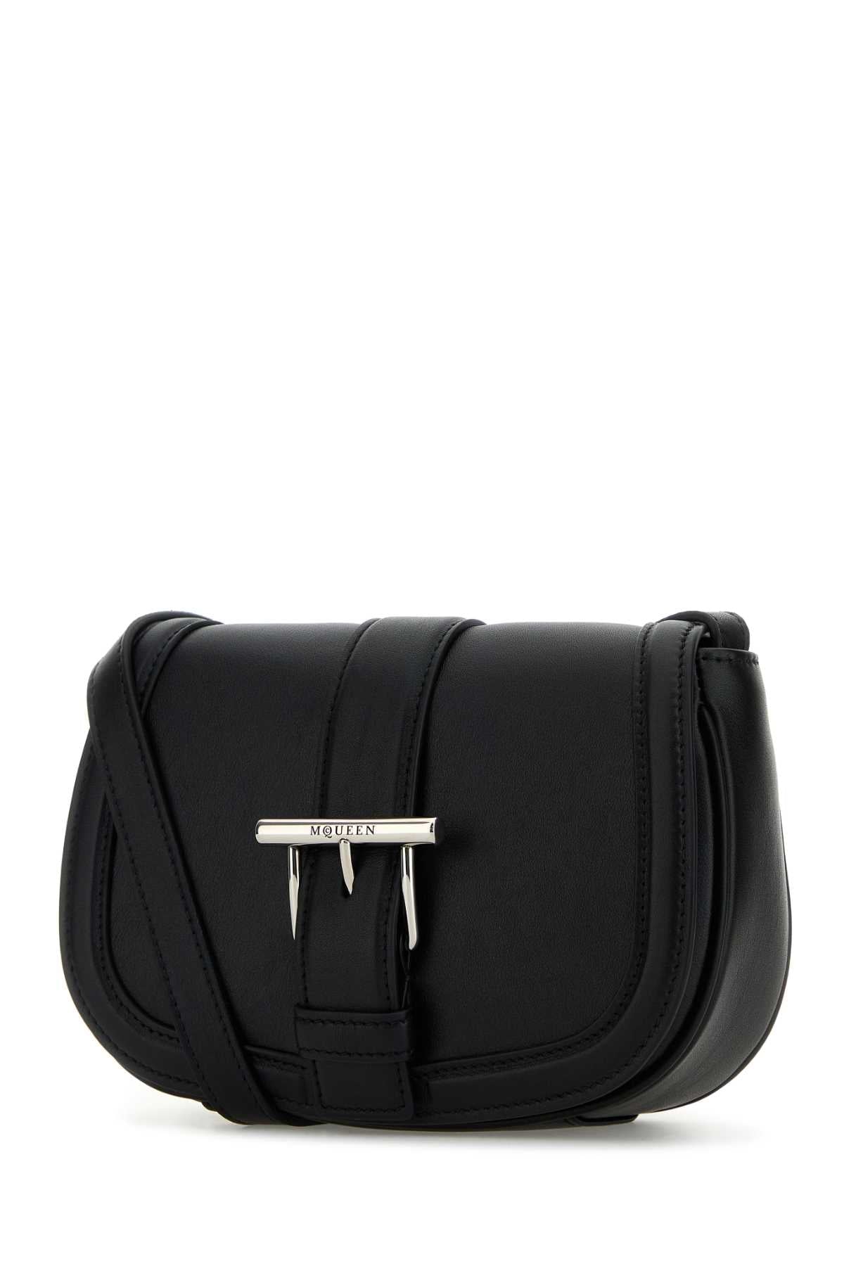 Alexander Mcqueen Women Black Leather Mini Satchel Crossbody Bag