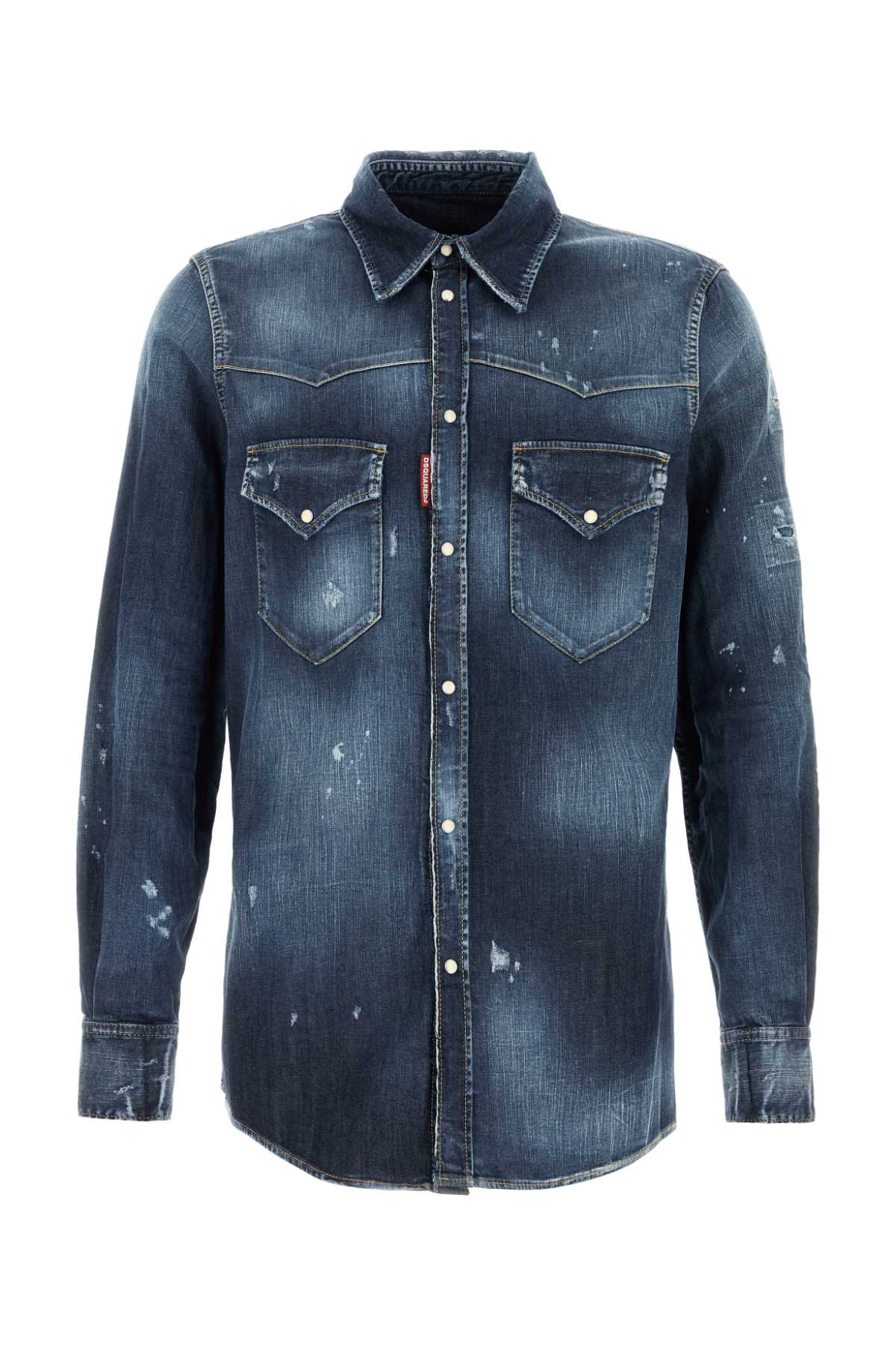 Dsquared Men Stretch Denim Fashion Western Shirt