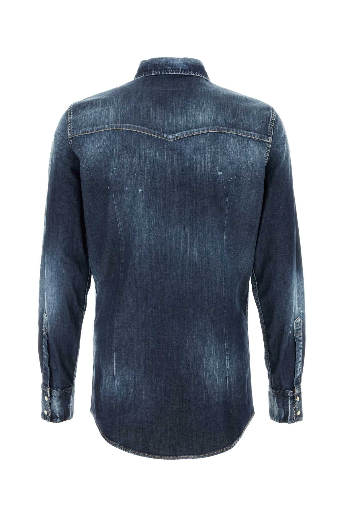Dsquared Men Stretch Denim Fashion Western Shirt