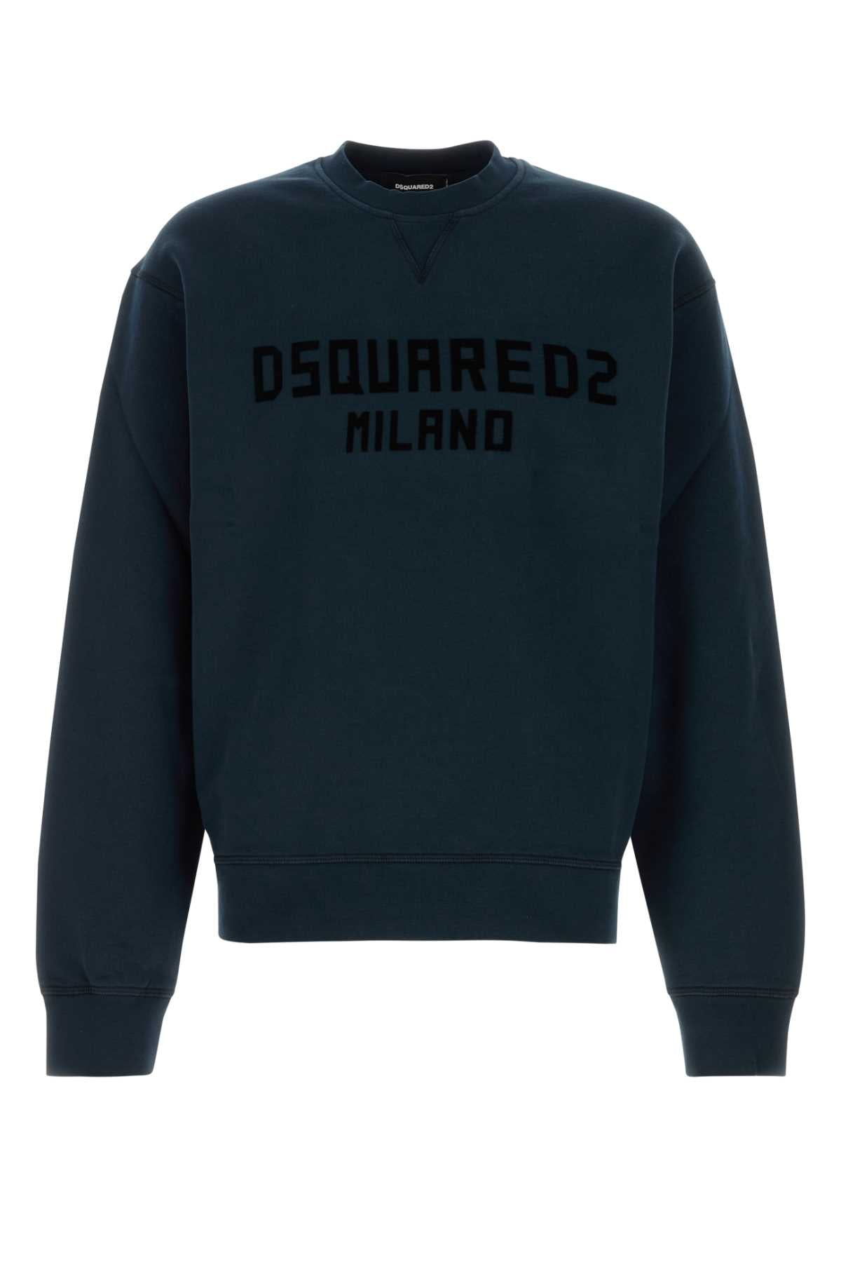Dsquared Men Midnight Blue Cotton Sweatshirt