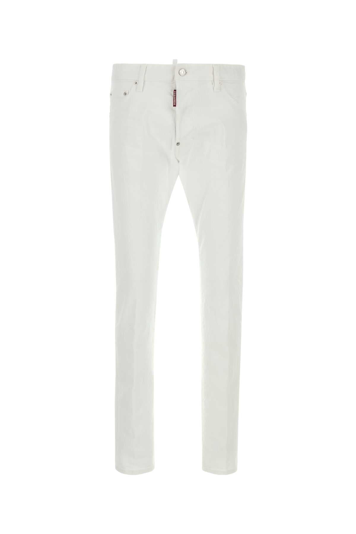 Dsquared Men White Stretch Denim Cool Guy Jeans