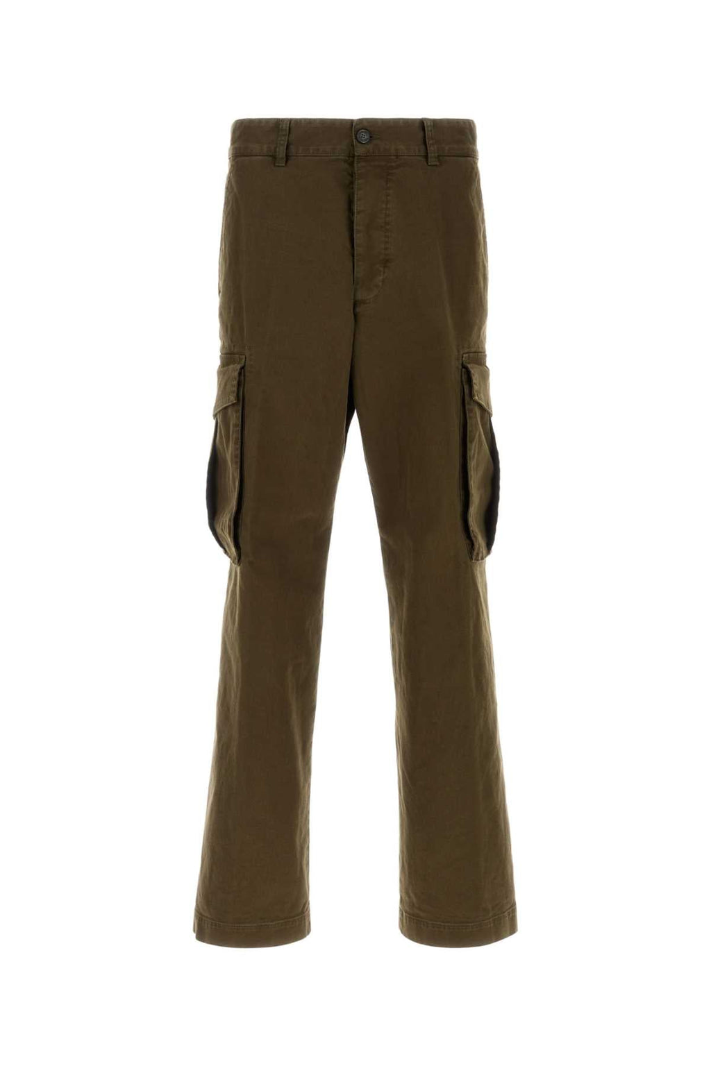 Dsquared Men Olive Green Stretch Cotton Loose Cargo Pant